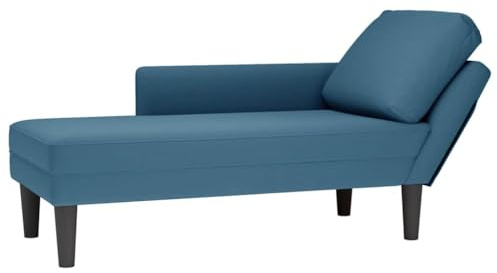Frdhee Lounge Sessel Relaxstuhl,Chaiselongue mit Kissen und Rechter Armlehne Blau Samt,Lese Sessel fürs Schlafzimmer & Wohnzimmer