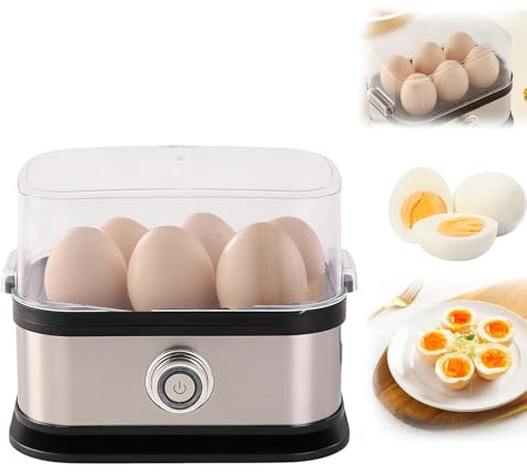 Smart Egg Cooker Electric with Auto Shut-Off,Cooker, Boiler, Poacher Poached Boiled, Automatic Stainless Steel Boiled Egg Poacher Steamer for Soft/Medium/Hard Boiled Eggs (Silvery)
