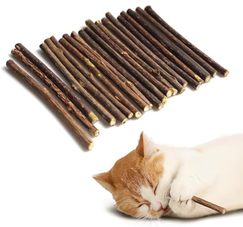 HYFZOD 20pcs matatabi per gatti, Bastoncini da masticare per gatti, per la pulizia dei denti del gatto, giocattoli per interni, per dentizione e stress, per il tuo animale domestico