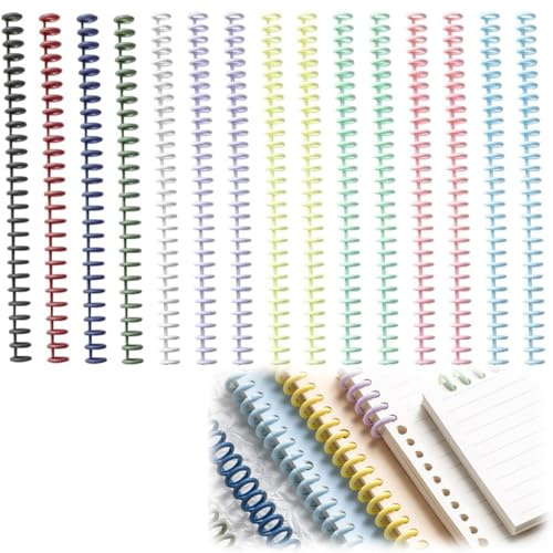 15 Pcs Binding Combs, 30 Hole Plastic Ring Binder Notebook Spiral Binder Spines, Adjustable Notebook Rings for Office School Teacher Student Document File Projects (10 Colors)