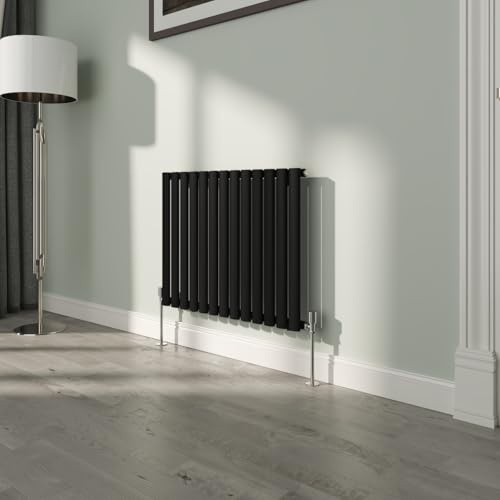 NRG Premium Black Oval Single Panel Designer Radiator 600x767mm | Central Heating Compatible, Modern Radiator, High Heat Output, Radiator Wall Mounted, for Living Room, Kitchen, Bedroom