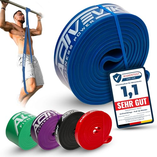 Fitnessbänder Widerstandsbänder einzeln oder im preiswerten Set mit Tasche, Türanker (bei Sets) und Trainings-eBook – DAS Klimmzugband Fitnessband Trainingsband für Calisthenics und Home Gym Equipment