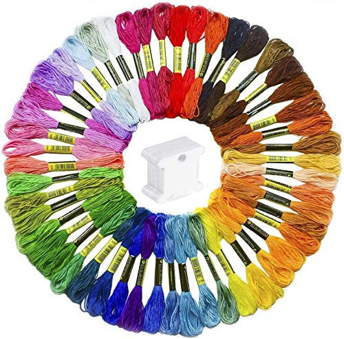 Stickgarn in Regenbogenfarben, Stickgarn, Kreuzstichgarn, mit 15 Spulen, 50 Stück