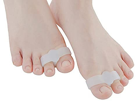 V&AMYA 2 pezzi in gel al silicone bianco, protettore alluce valgo, tutore per dita dei piedi, separa dita, correttore dita a martello, protezione borsite