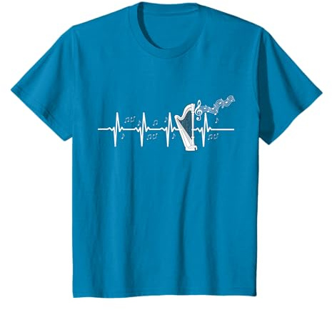 Harp Notes Instrument de musique Harpe rythme cardiaque EKG T-Shirt