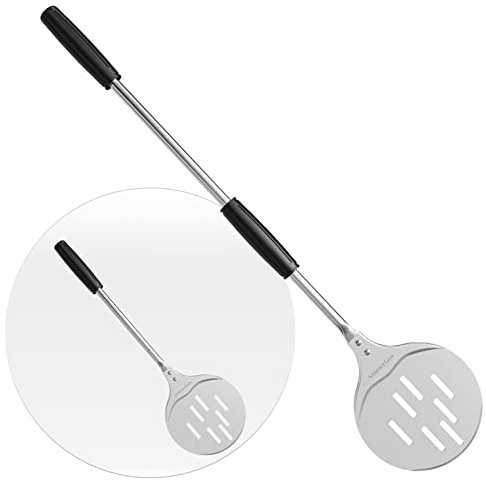 AmeierGro Pelle à pizza perforée à manche long réglable avec anodisation dure de qualité commerciale, accessoires de four à pizza pour la cuisson de la pierre à pizza