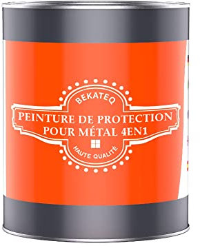BEKATEQ LS-570 Peinture métal 4en1 I Peinture fer et acier 1l Rouge vin I Apprêt + Peinture antirouille + Couche intermédiaire + Couche de finition I Pour toiture, fenêtres, portes, clôture