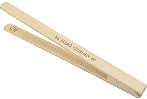 GRUSS & CO Pince à barbecue motif « Queen » | Pince à barbecue en bois de hêtre 30 cm avec motif gravé | Cadeau de cuisine, barbecue | 47857