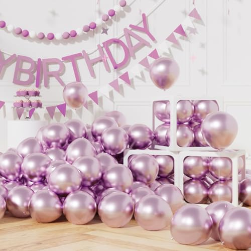AULE Palloncini Piccoli Lilla 50 Pezzi 13cm Metallizzati Palloncino | Palloncini Lavanda Cromati Lucido Spessi Glicine in Lattice per Compleanno Matrimoni San Valentino Anniversario Decorazioni