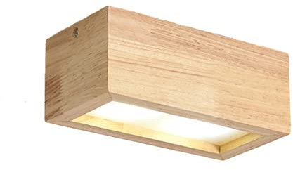 Elksdut Luz de Techo de Madera Maciza Lámpara de Techo con Rejilla LED Luz empotrada montada en Superficie Cuadrada, lámpara de Techo de Sala de Estar de Estilo japonés para Pasillo Porche Sala de es