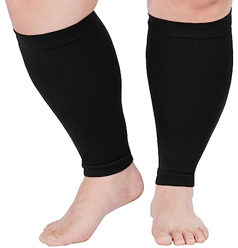 Abodhu Plus Size Compression Leg Sleeves for Women& Men 15-20mmHg Wide Calf Knee High Leg Sleeves