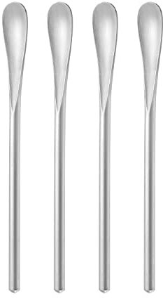 5Inch/12.8cm Coffee Stirrers Spoon,Silver Stainless Steel 304# Coffee Stir Sticks,Round Solid Handle Cocktail Beverage Iced Tea Stirring Stick,Drink Mixing Spoon,Set of 4