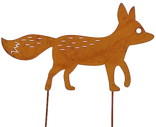 Fuchs Stecker Edelrost Herbst Deko Garten Stab Beetdeko Länge 25,5 cm