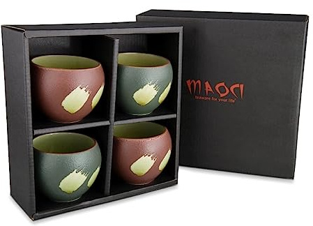 MAOCI - Teeschalen 4er Set Japan Design Porzellan 100ml - 2 Farben
