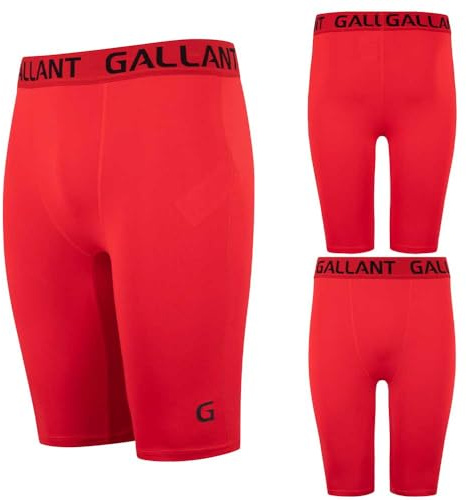 Gallant Mens Compression Shorts - Anti Chafing Running Compression Underwear Base Layers Shorts Skins MMA Rugby Hamstring Support Undershorts (Red Small)