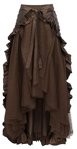 Steampunk Damen Rock - Gothic Rocke Vintage Mittelalter Kleidung Röcke Rüschen Viktorianisches Renaissance Palast Lange Piratenrock für Halloween Kostüm Karneval Viking Piraten Cosplay