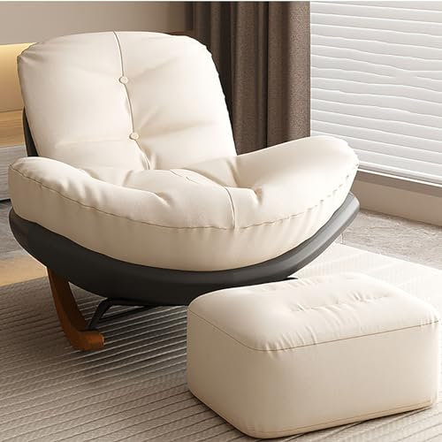 HPIRFYE Mecedora Mecedora con Otomana para Sala De Estar Tapizada Sillón Balancín Capacidad De Carga Máxima 150 Kg Tumbona De Relax Silla Mecedora para Salón Dormitorio Balcón (Color : Dark Grey)