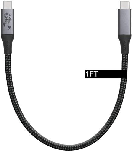 Vebner 1-Foot USB4 Cable Compatible with Thunderbolt 3, Thunderbolt 4 and USB-C - Supports 8K HD Display, 40gbps Data Transfer, 240W Charging