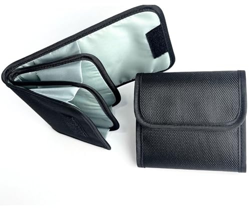 KELIJIE Professional Photography Filter Bag, 3-Pocket Camera Lens Filter Bag Entrainment, Waterproof And Dustproof Anti-Fall Design Suitable for 25mm-82m Filters, Pack of 2 (Black)