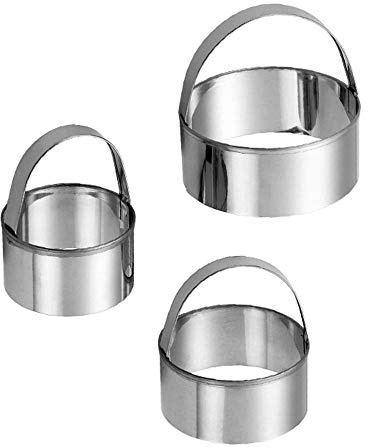 Juego de 3 cortadores de galletas, cortadores de masa de galletas redondos de acero inoxidable, molde ergonómico para galletas para el hogar (tipo A)