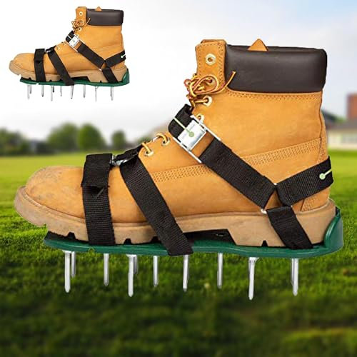 MZSX Garden Grass Aerators Adjustable Straps,Effectively Aerating Soil For Garden Grass Lawngarden Tools Loosening Shoes, Garden Art Lawn Aerated Grass Nail Shoes, Garden Grass Aeration