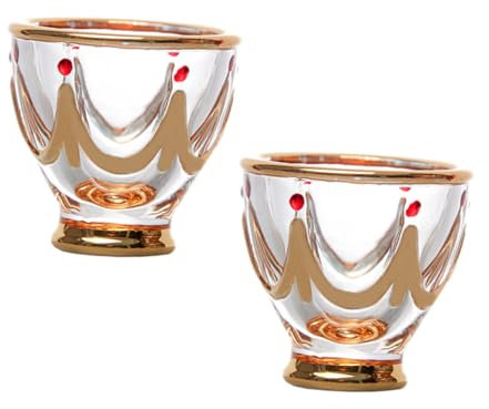 BESTonZON 2stücke Kleine Handbemalte Vintage Glas-weingläser Mit Dickem Boden Kreatives Design Stilvolle Kristall-glasbecher Für Spirituosen Und Festliche Anlässe