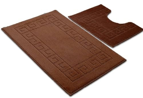 Paradise Products Juego de alfombrillas de baño, estilo griego, 2 piezas, antideslizantes, color chocolate