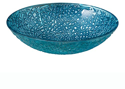 TEmkin Glas-Waschbecken, ovales Badezimmer-Waschbecken, künstlerisches blaues Gefäß-Waschbecken, Aufsatz-Waschtisch-Waschbecken mit Pop-Up-Ablauf, Montagering (Einzelwaschbecken)