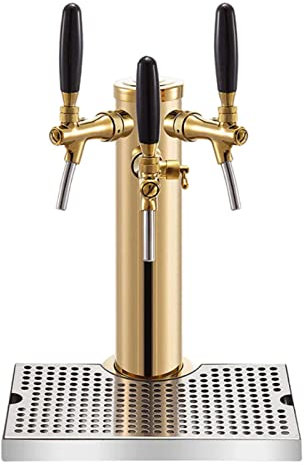 JSDQQG Torre Kegerator de cerveza de acero inoxidable, torre de cerveza con bandeja de goteo, torre de cerveza de barril de doble grifo, torre Kegerator de cerveza de barril de un solo grifo para