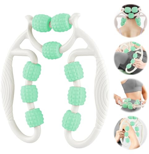 Taozoey Rodillo Masaje Muscular, Rodillo Masaje Piernas, Rodillos de Masaje Muscular de 360°, Rulo Masaje Musculars, para Pierna Cuello Masajes Musculars Fitness (Blanco+Verde)