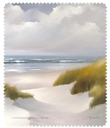 Rannenberg & Friends Brillenputztuch - „Düne mit Wolken“ 15 x 18 cm I Displaytuch I Mikrofasertuch I Reinigungstuch für Brillen