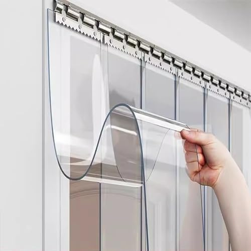 Qulamrdk Streifenvorhang PVC, Transparent Staubdicht Lamellenvorhang, Geeignet für Supermärkte und Familien, Individuell Anpassbar(0.9x2.2m)