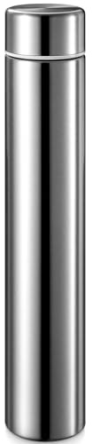 Vesici Slim Water Bottle 8.8 oz Small Stainless Steel Purse Compact Insulated Water Bottles Camping Travel Backpack Pocket Flask for Car Cold Coffee Tea(Silver,1 Pack)