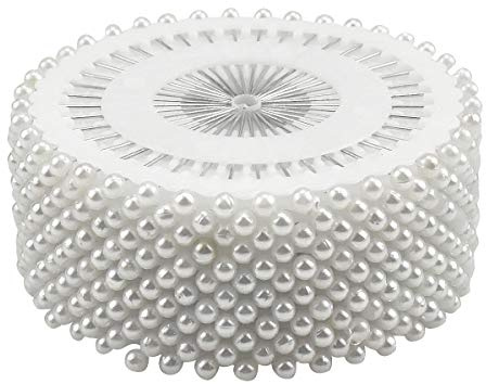 Shengxi Spilli da Sarta Spilli Dritti, 480Pezzi Perni da Cucito Rotondi, Spilli da Sartoria Spilli con Testa di Perla, Perni Dritti con Perla Bianco per Decorazione Artigianato (38mm)
