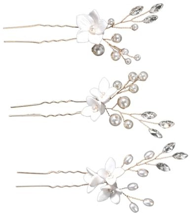 Healeved 3 Stücke Braut Blume Haar Clip U-förmigen Hochzeit Haar Für Braut Für Frauen