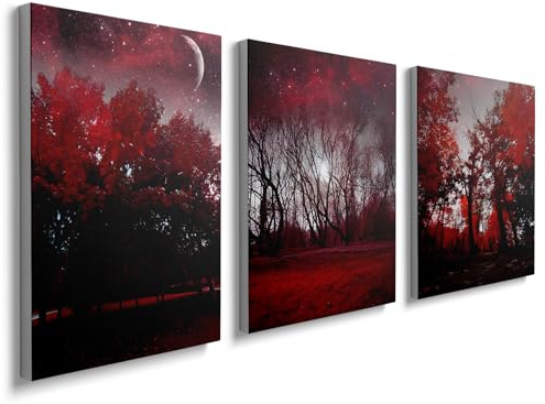 prinfantasy Canvas Pictures for Wall Art Deco Modern Framed Prints Abstract Red Tree Artwork for Bedroom Living Room Kitchen Home Office Decor H0101