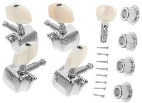 SECFOU Banjo Tuning Machine Heads Set Zinc Alloy Pegs for Mandolin Banjo Easy to Unload Fixing Strings Silver Instrument Accessories