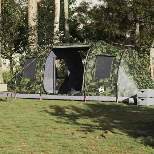 qohoio Camping Tent Tunnel 4-Person Camouflage Waterproof-Camping Tent,Tent Family Dome Tent Waterproof Windproof,2 in 1 Double Layers,Storage Bag for Camping Hiking
