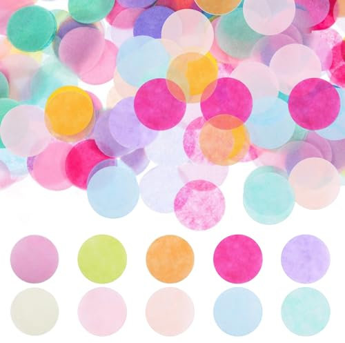 11000 coriandoli grandi, 10 colori multicolori, coriandoli rotondi, 2,5 cm, colorati per decorare la tavola, matrimoni, feste, 100 g