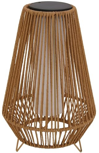 SALOMEA TALL LED Solarlaterne Weiß Rattan Solar Laterne mit Solarpanel