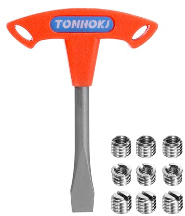 QUARKZMAN 9 Pièces T Handle Tournevis À Tête Plate 10mm Rouge | Tournevis À Fente, Vis Interchangeables 1/4 À 3/8 Pouce, Pour Plaque De Libération Rapide Trépied Monopod Caméra