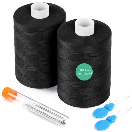 StiVerse 2 Stück nähgarn schwarz, 914m(1000yd) für nähmaschine, Polyester Schwarzes, Allzweckgarn, schwarzes Garn für Nähmaschine Handnähen/Handquilten/Nähmaschinen