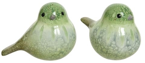 Figurine d'Oiseau en Céramique 7 x 10 cm - Décoration de Pâques et de Printemps à Poser - Animal Décoratif - Vert