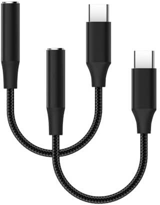 (Lot de 2) Adaptateur en Nylon Ultra résistant USB-c vers Prise Jack 3.5mm Femelle/Type-C Adaptateur pour Casque Audio, écouteur, iphone 15-16-16pro-max, Samsung Galaxy, Huawei, xiaomi, iPad Pro