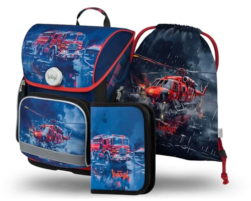 Baagl Schulranzen Jungen Mädchen Set 3 Teilig Schultasche - Lebensretter