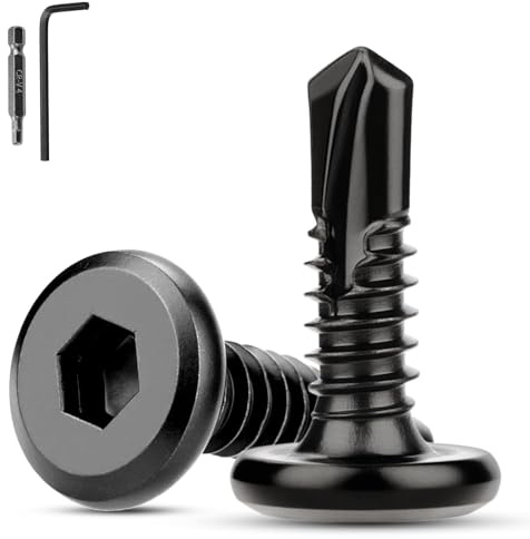 XRXYMQ 60 Pcs Self Tapping Screws M5.5 x 16 mm Black 410 Steel