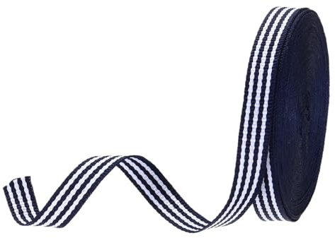 PATIKIL Nastro Grosgrain A Righe Blu Marina E Bianco 3/8 10 Iarde Design A Doppia Faccia In Poliestere Per Fiocchi Regali Decorazioni Natalizie Fai Da Te