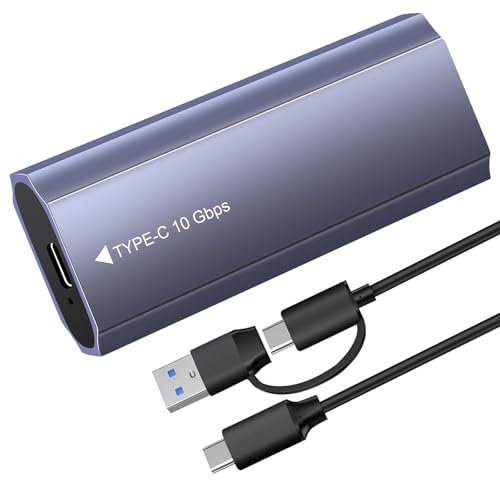 Case SSD M.2 NVMe SATA, USB C 3.2 Gen 2 10Gbps Adattatore, M2 NVMe Lettore SSD Esterno 4TB per M-Key, M+B Key 2230/2242/2260/2280 con UASP e TRIM, Con Cavo 2-in-1, Installazione Senza Attrezzi
