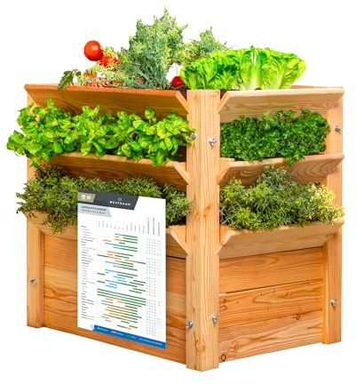 WESTMANN Premium Hochbeet Lärchenholz mit Aussaatkalender 66x91x73 cm