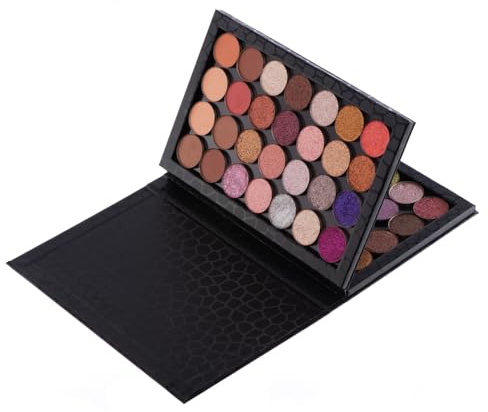 Allwon 2-lagige Buchförmige magnetische Palette, große leere Make-up-Palette, Aufbewahrungsbox für Lidschatten, Lippenstift, Rouge, Puder, Schwarz
